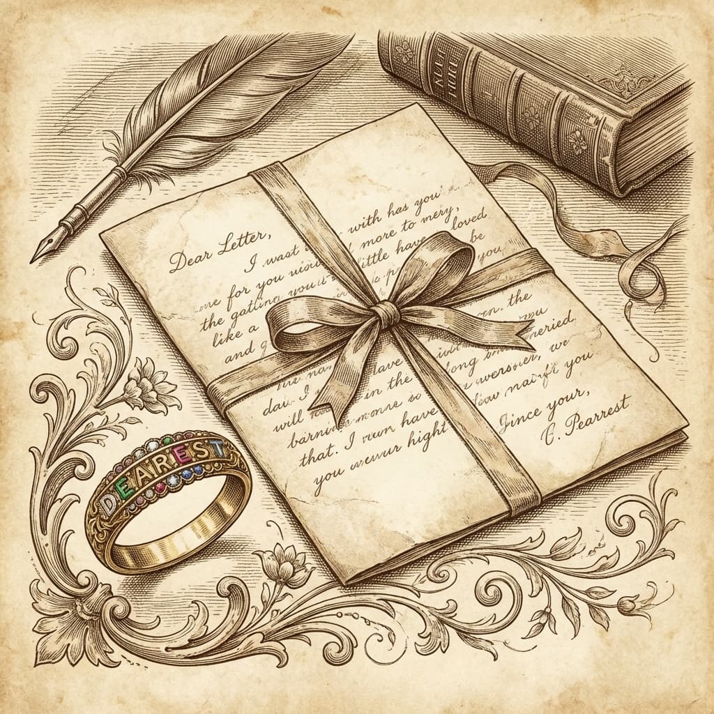 Lettre et bague acrostiche victorienne